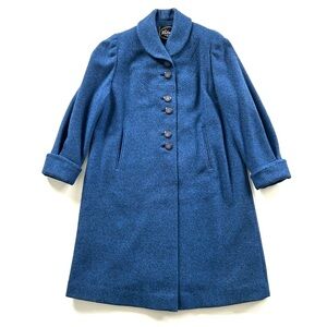 Vintage Retro 1950s Craigleigh Blue Wool Long Coat Jacket